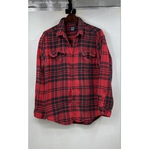Gap Plaid Flannel Shirt Men's Size Large Red Black Casual